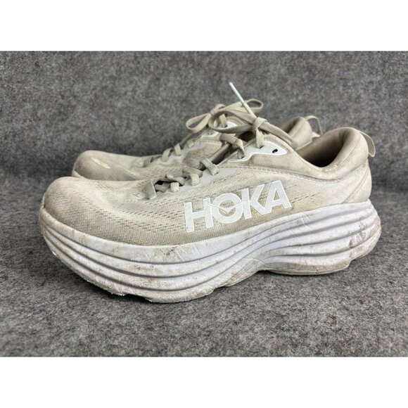HOKA ONE ONE Shoes Womens Size 10B White Cream Bondi 8 Running Max Cushion - Picture 1 of 9